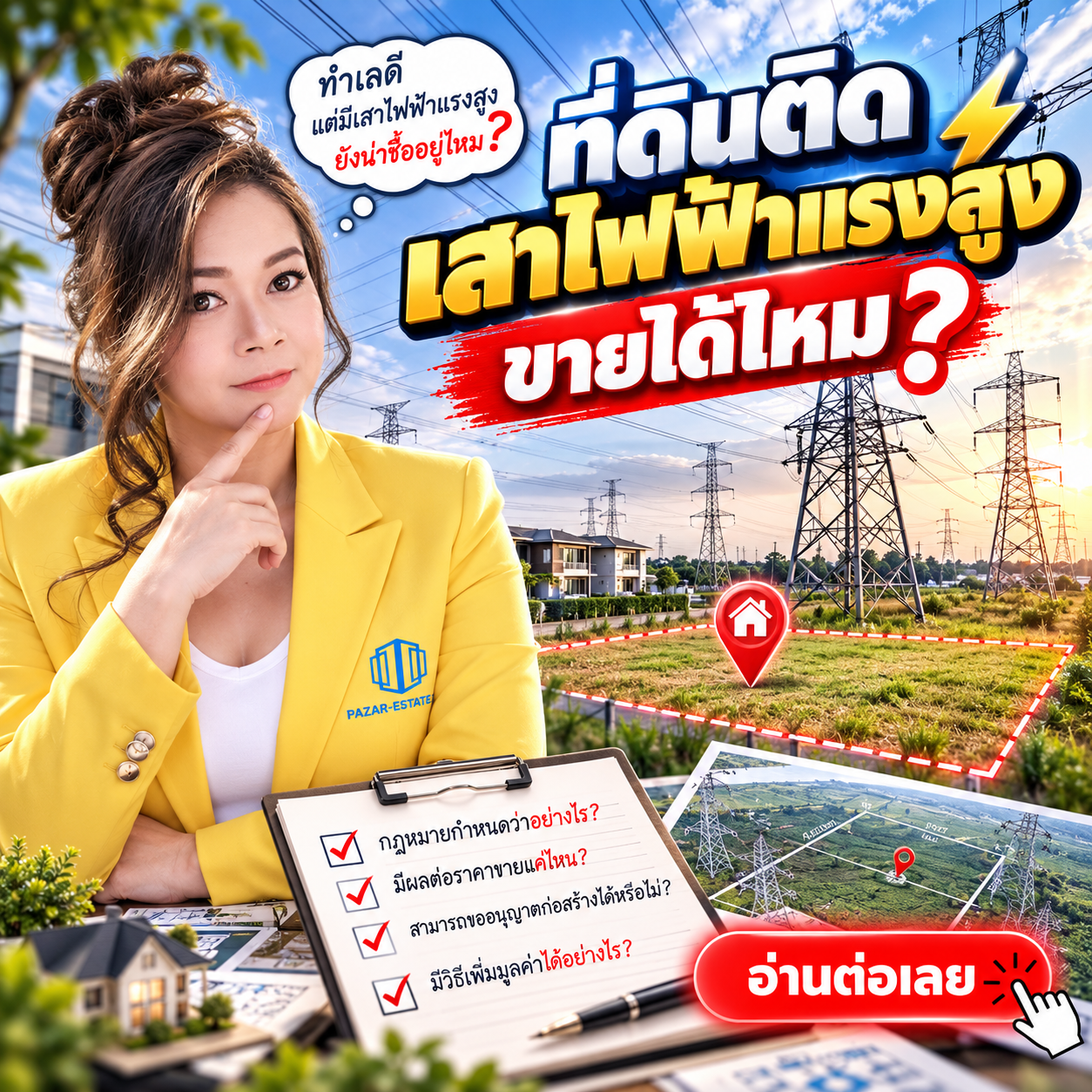 EP61 ที่ดินติดเสาไฟฟ้าแรงสูงขายได้ไหม