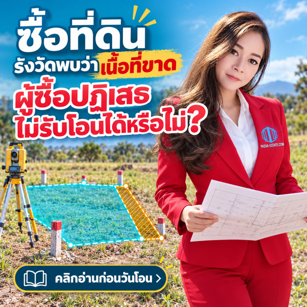 EP75 ซื้อที่ดิน รังวัดพบว่าเนื้อที่ขาด
